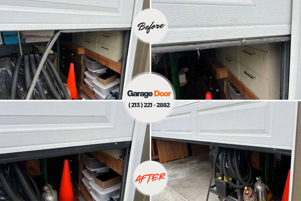 Before and after: garage door repair Syracuse, NE